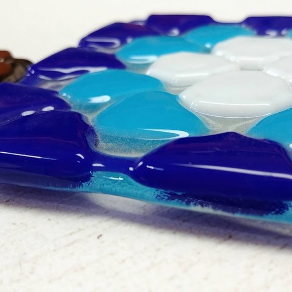 Fused Glass Granny Square Coasters, Set of 2 - Picture 4 of 5